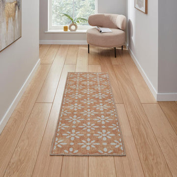 Washable Coral H1062 Modern Geometric Lightweight Printed Polyester Flatweave Yellow Runner-Think Rugs-Rug Love - The Most Loved Rug Store